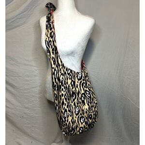 Cabi Reversable Large Sling Bag Orange Tropical Animal Print Womens Designer